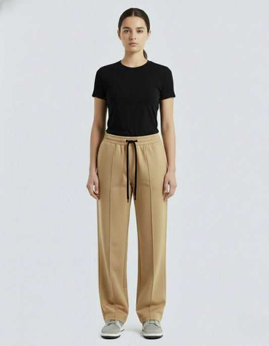Camel Pintuck Wide-Joggers