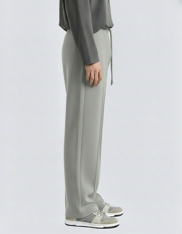 Men’s Pintuck Wide-Leg Grey Joggers