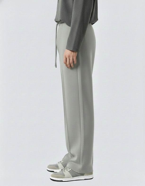 Men’s Pintuck Wide-Leg Grey Joggers