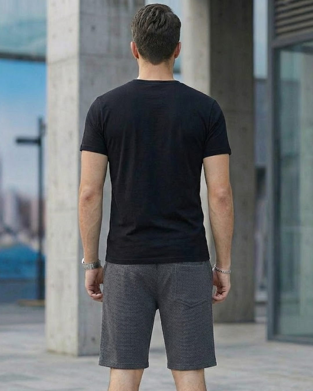 Stylish Men’s Casual Shorts – Lightweight textured Fabric, Grey Color