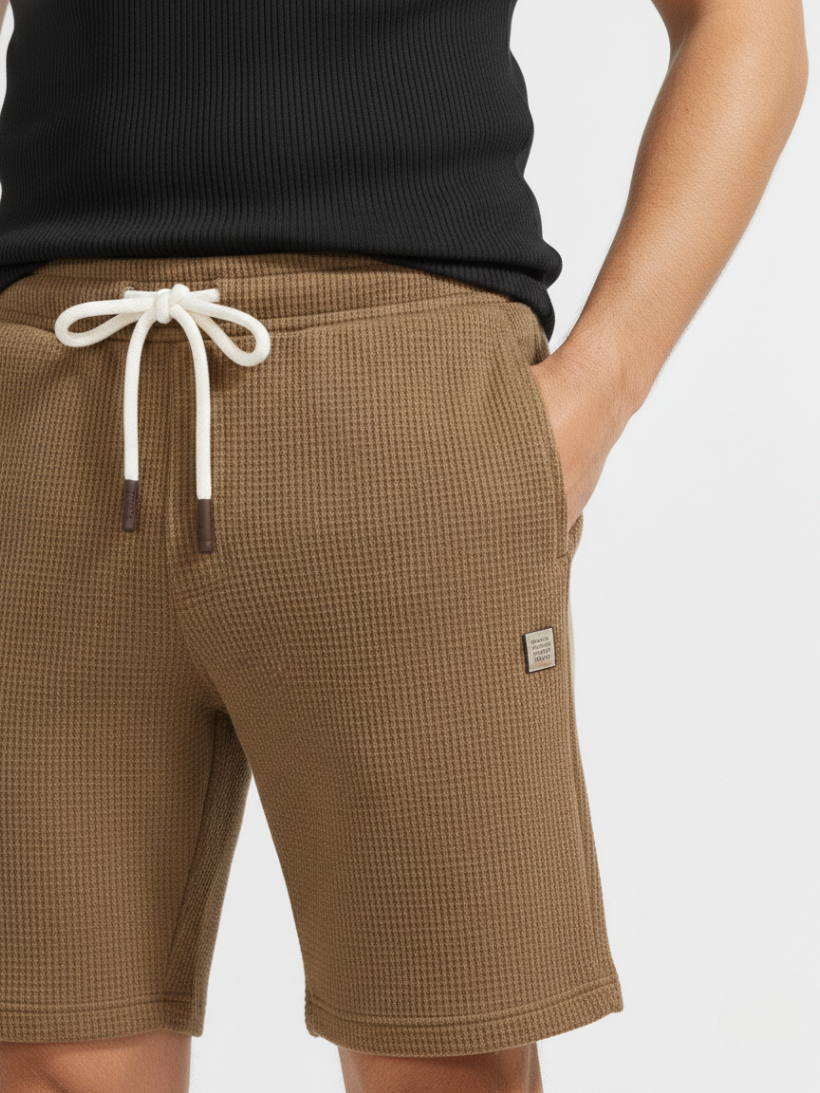 Men’s Classic Waffle Knit Comfort Shorts – Pack of 2 (Grey & Brown)