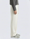 Men’s Pintuck Wide-Leg White Joggers