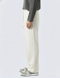 Men’s Pintuck Wide-Leg White Joggers