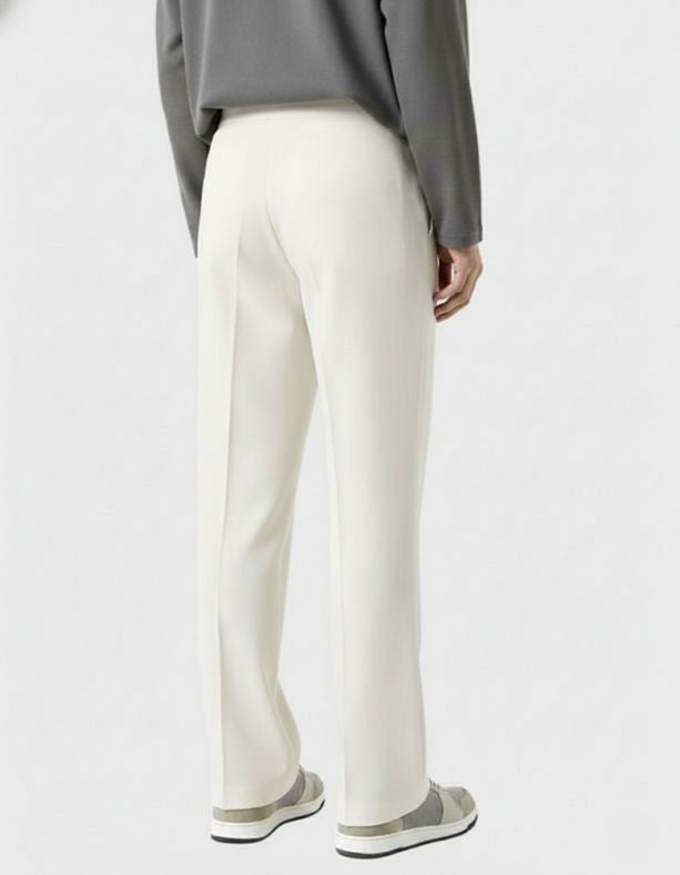 Men’s Pintuck Wide-Leg White Joggers