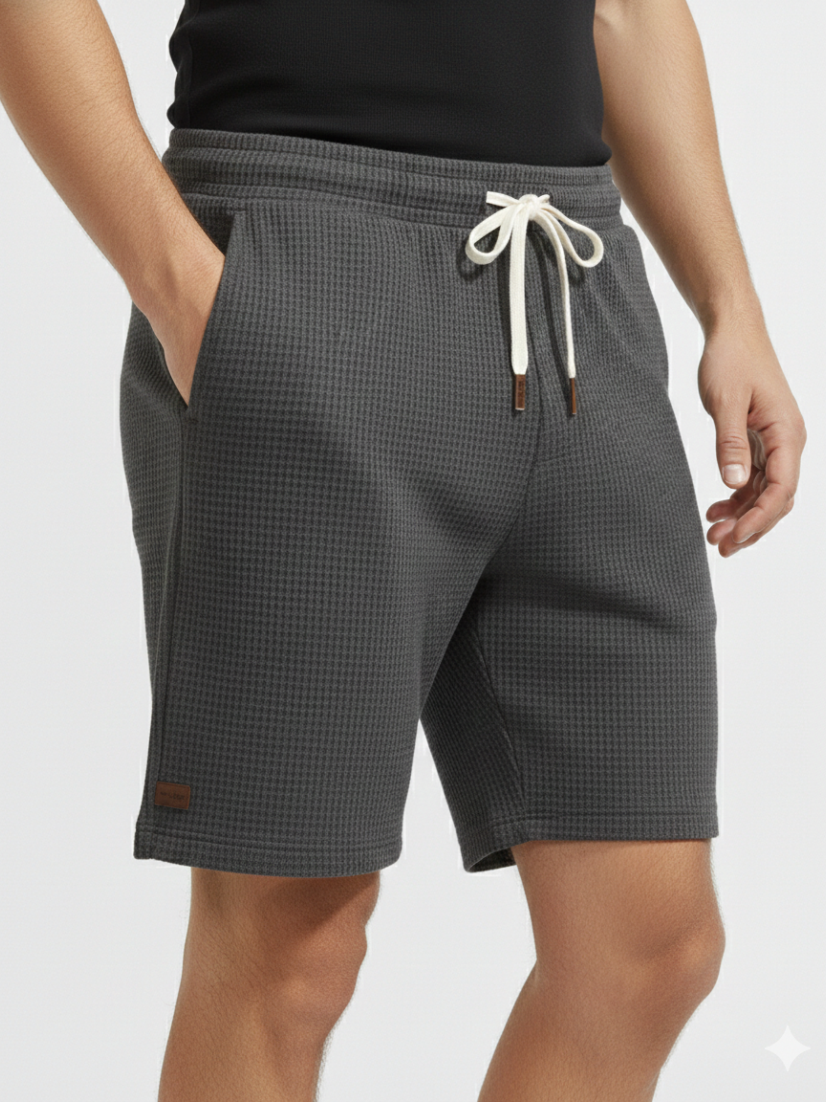 Men’s Classic Waffle Knit Comfort Shorts – Pack of 2 (Grey & Brown)
