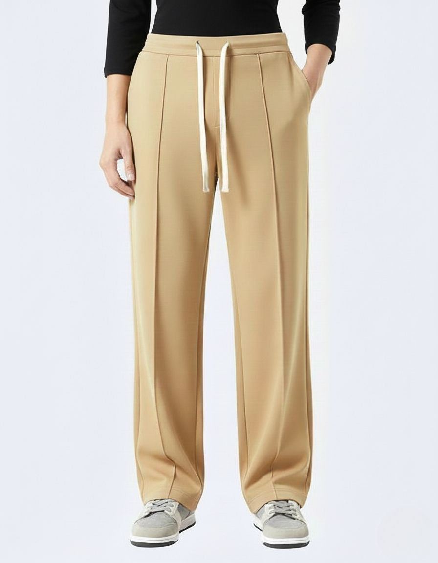 Camel Pintuck Wide-Joggers