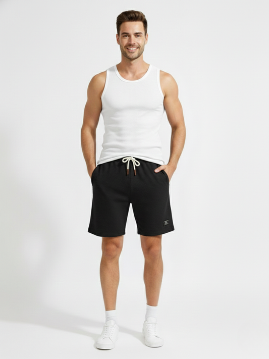 Men’s Premium Waffle Knit Lounge Shorts – Pack of 2 (Black & White)