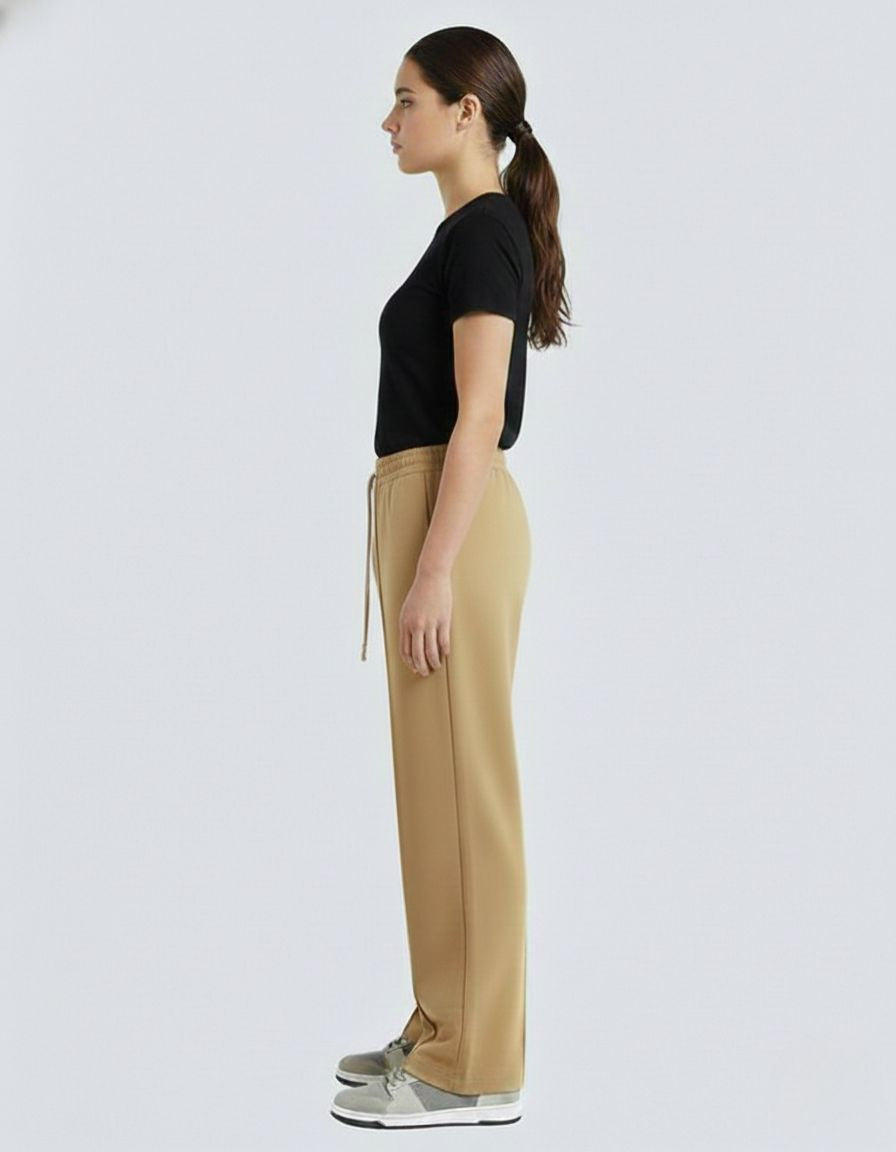 Camel Pintuck Wide-Joggers