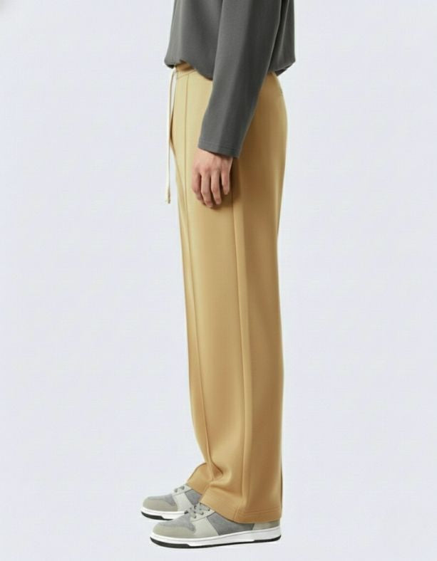 Men’s Pintuck Wide-Leg Camel Joggers