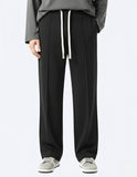 Men’s Pintuck Wide-Leg Black Joggers