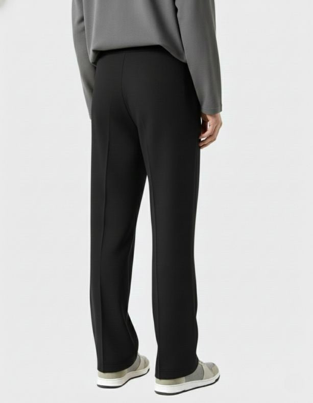 Men’s Pintuck Wide-Leg Black Joggers