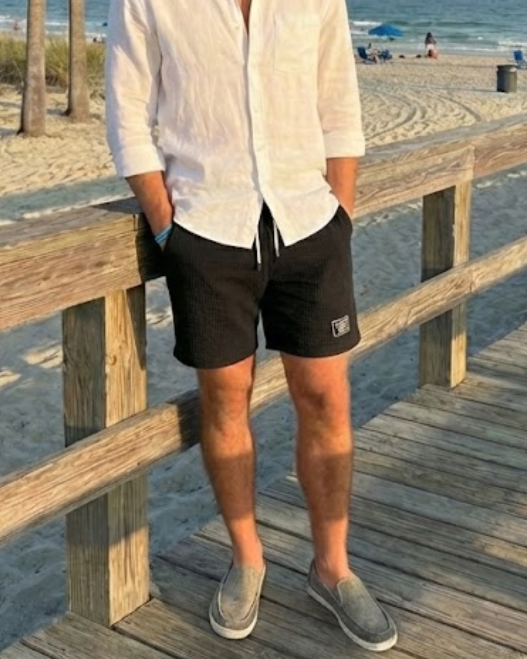 Stylish Men’s Casual Shorts – Lightweight textured Fabric, Black Color