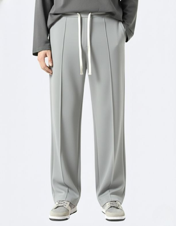 Men’s Pintuck Wide-Leg Grey Joggers