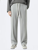 Men’s Pintuck Wide-Leg Grey Joggers
