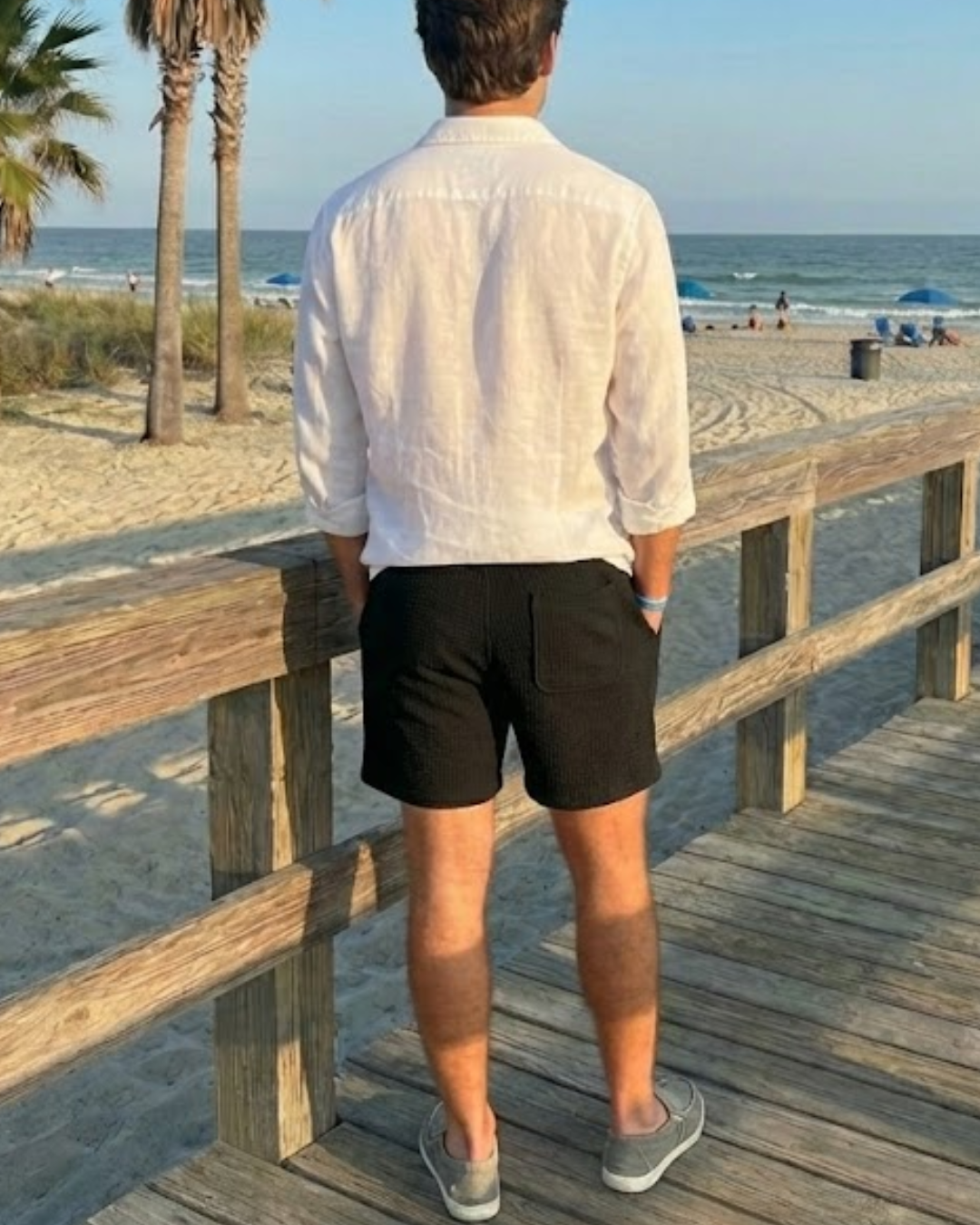 Stylish Men’s Casual Shorts – Lightweight textured Fabric, Black Color