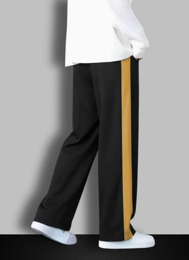 Urban Relaxed-Fit Side Panel Black-Cream  Joggers