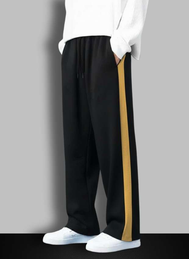 Urban Relaxed-Fit Side Panel Black-Cream  Joggers