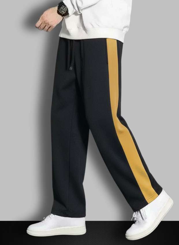 Urban Relaxed-Fit Side Panel Black-Cream  Joggers