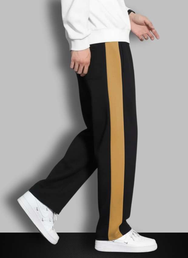 Urban Relaxed-Fit Side Panel Black-Cream  Joggers