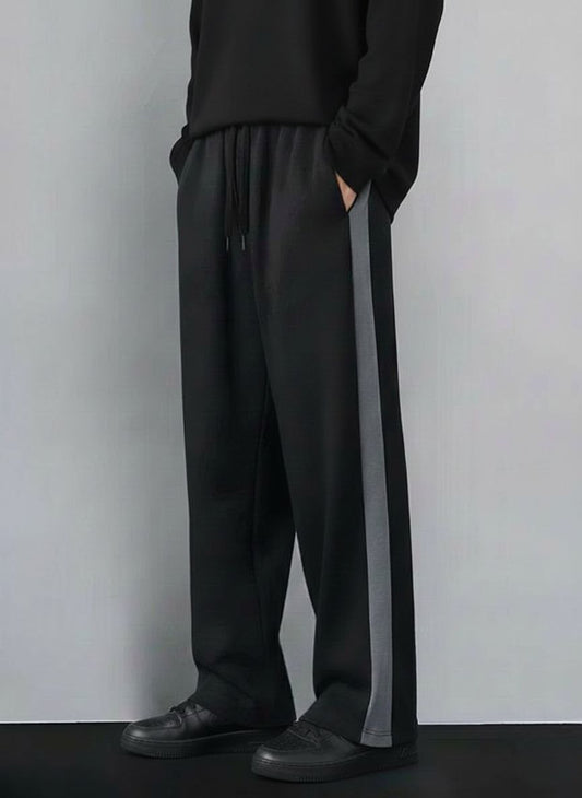 Urban Relaxed-Fit Side Panel Black-Grey Joggers
