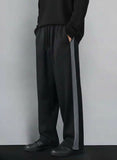 Urban Relaxed-Fit Side Panel Black-Grey Joggers