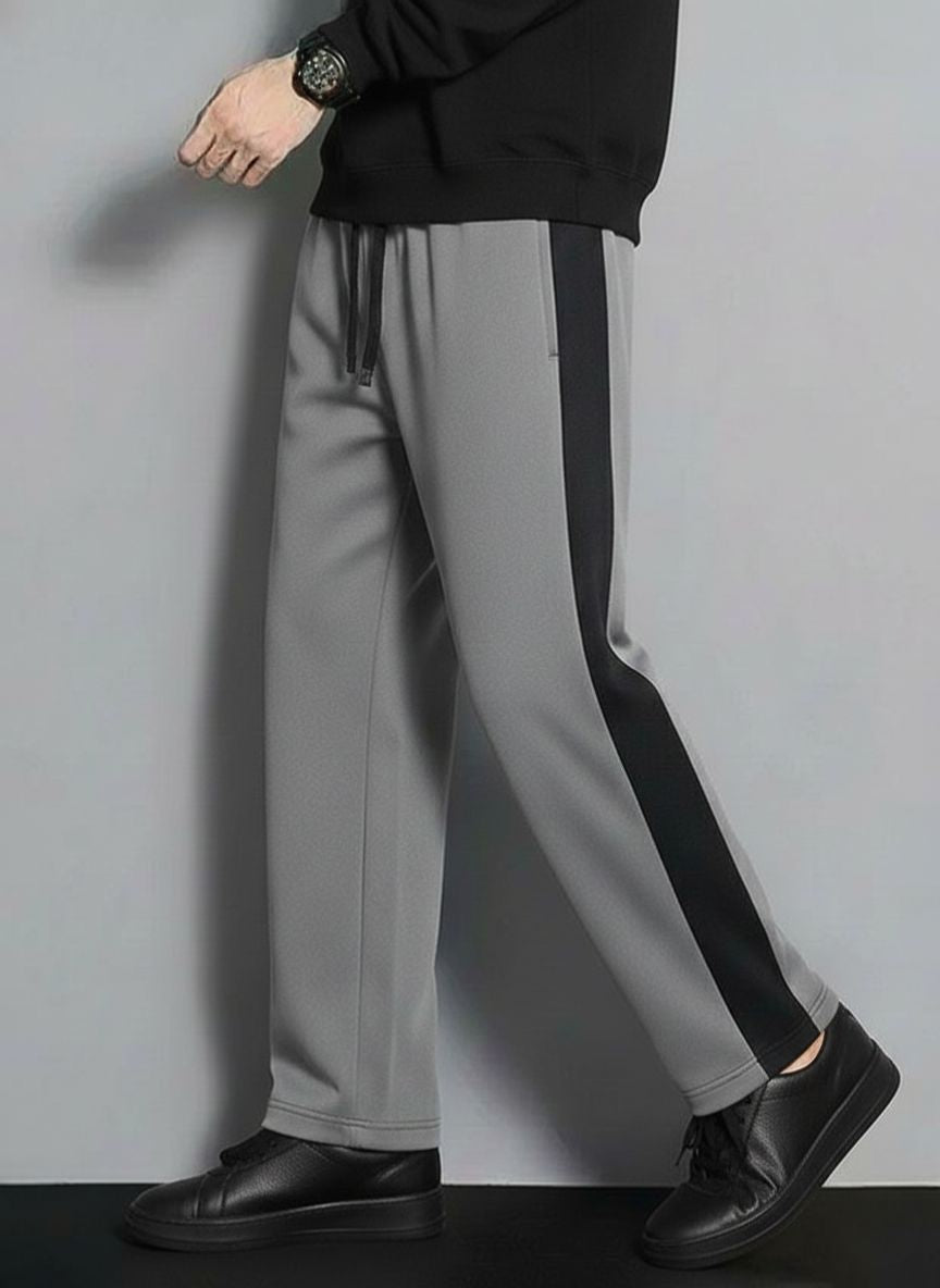 Urban Relaxed-Fit Side Panel Grey-Black Joggers