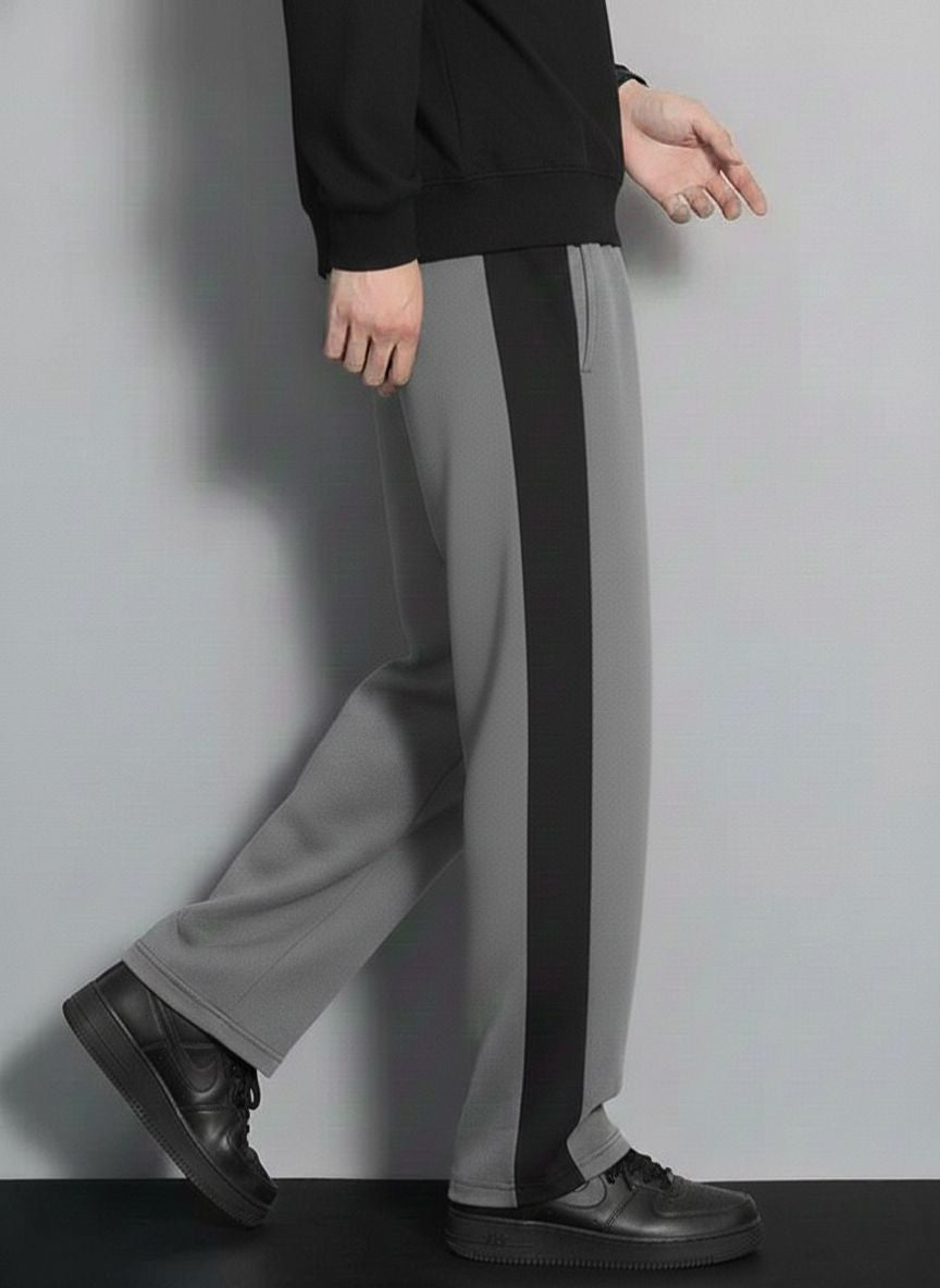 Urban Relaxed-Fit Side Panel Grey-Black Joggers