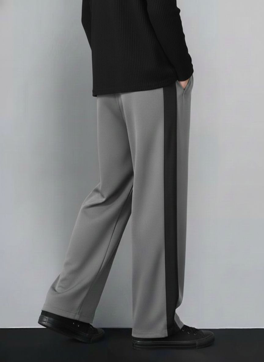 Urban Relaxed-Fit Side Panel Grey-Black Joggers