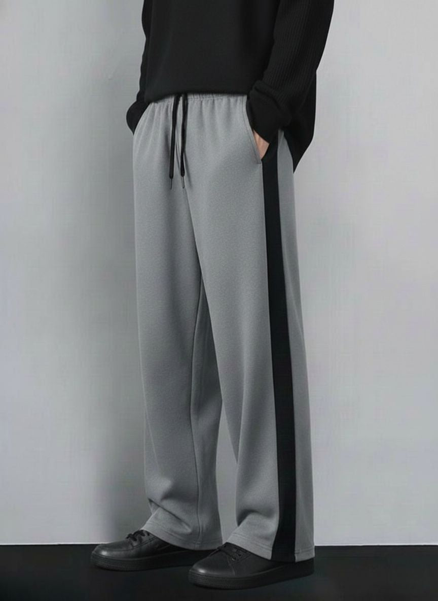 Urban Relaxed-Fit Side Panel Grey-Black Joggers