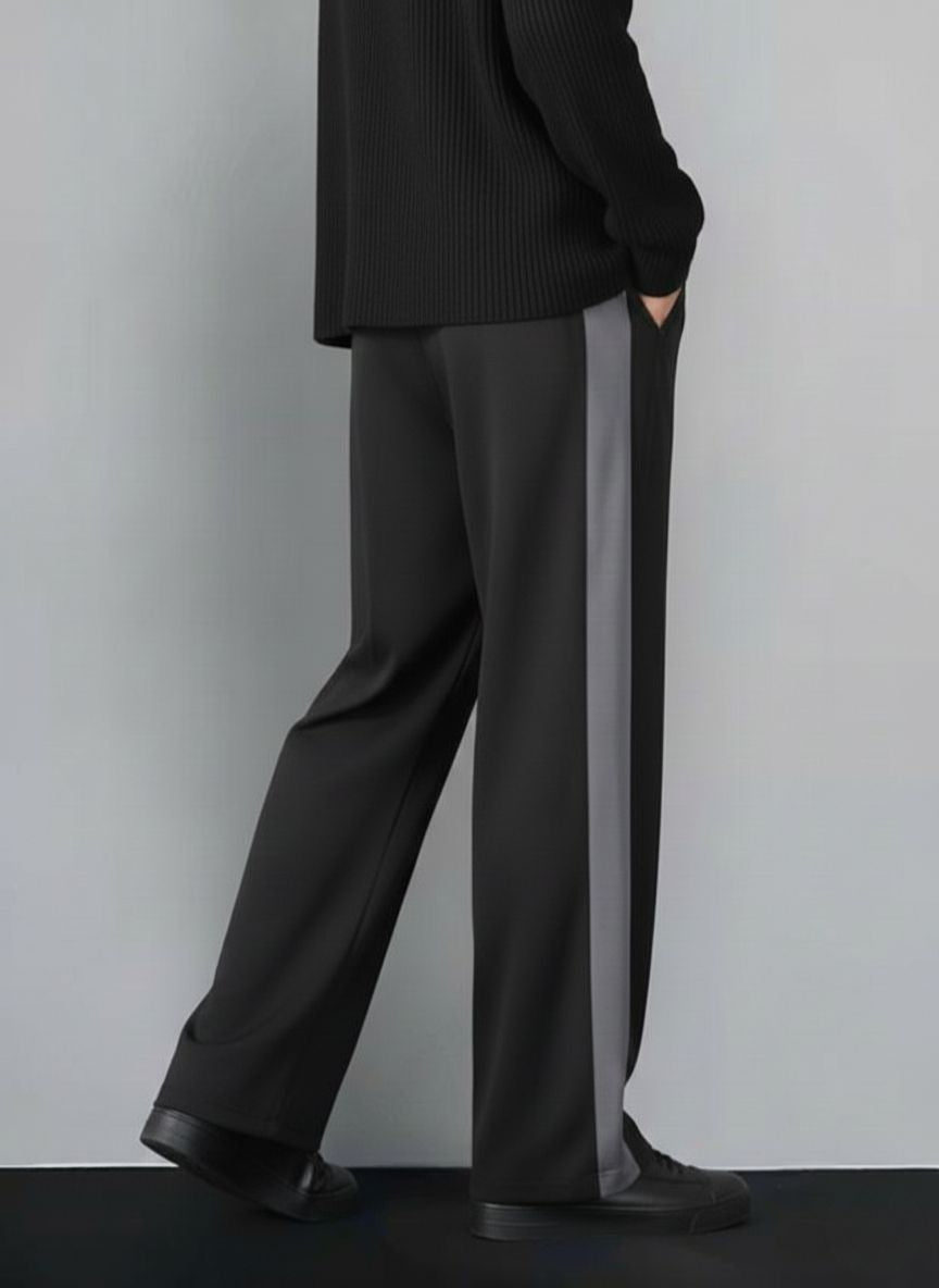 Urban Relaxed-Fit Side Panel Black-Grey Joggers