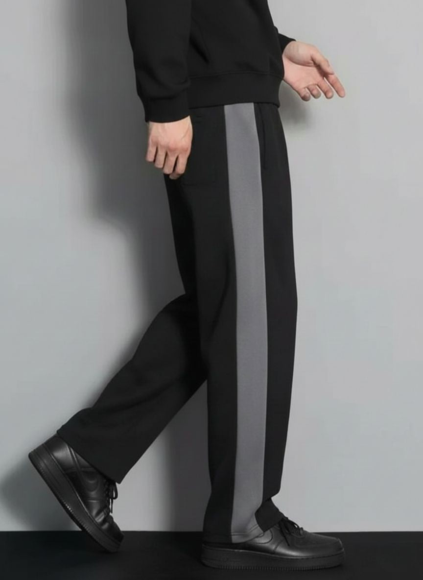 Urban Relaxed-Fit Side Panel Black-Grey Joggers