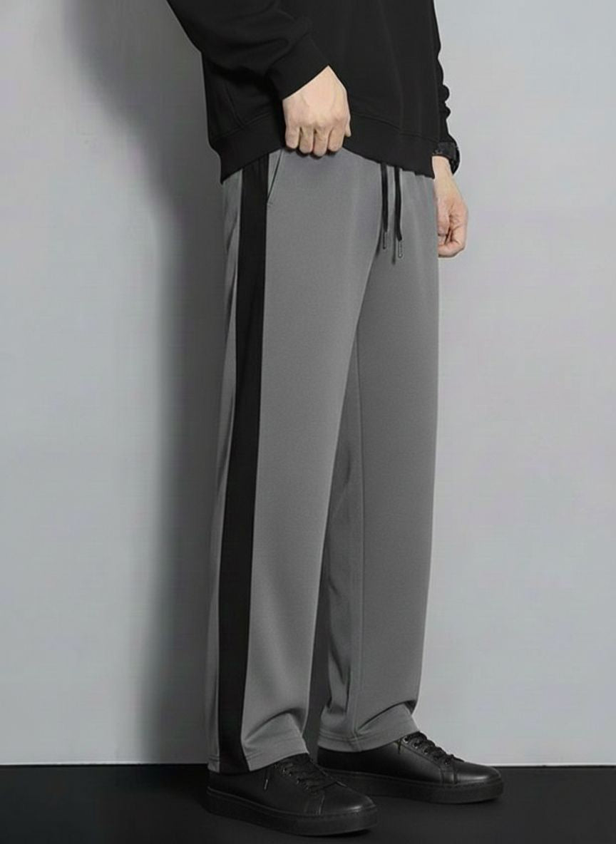 Urban Relaxed-Fit Side Panel Grey-Black Joggers