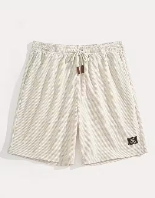 Stylish Men’s Casual Shorts – Lightweight textured Fabric, White Color