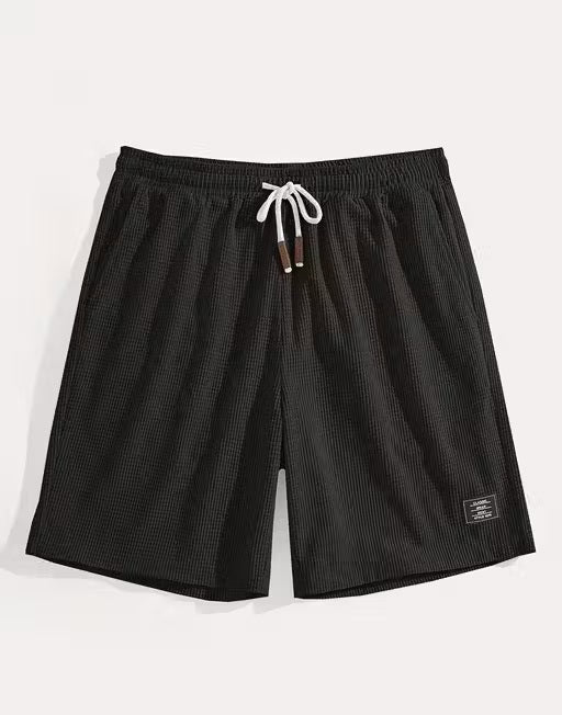 Stylish Men’s Casual Shorts – Lightweight textured Fabric, Black Color